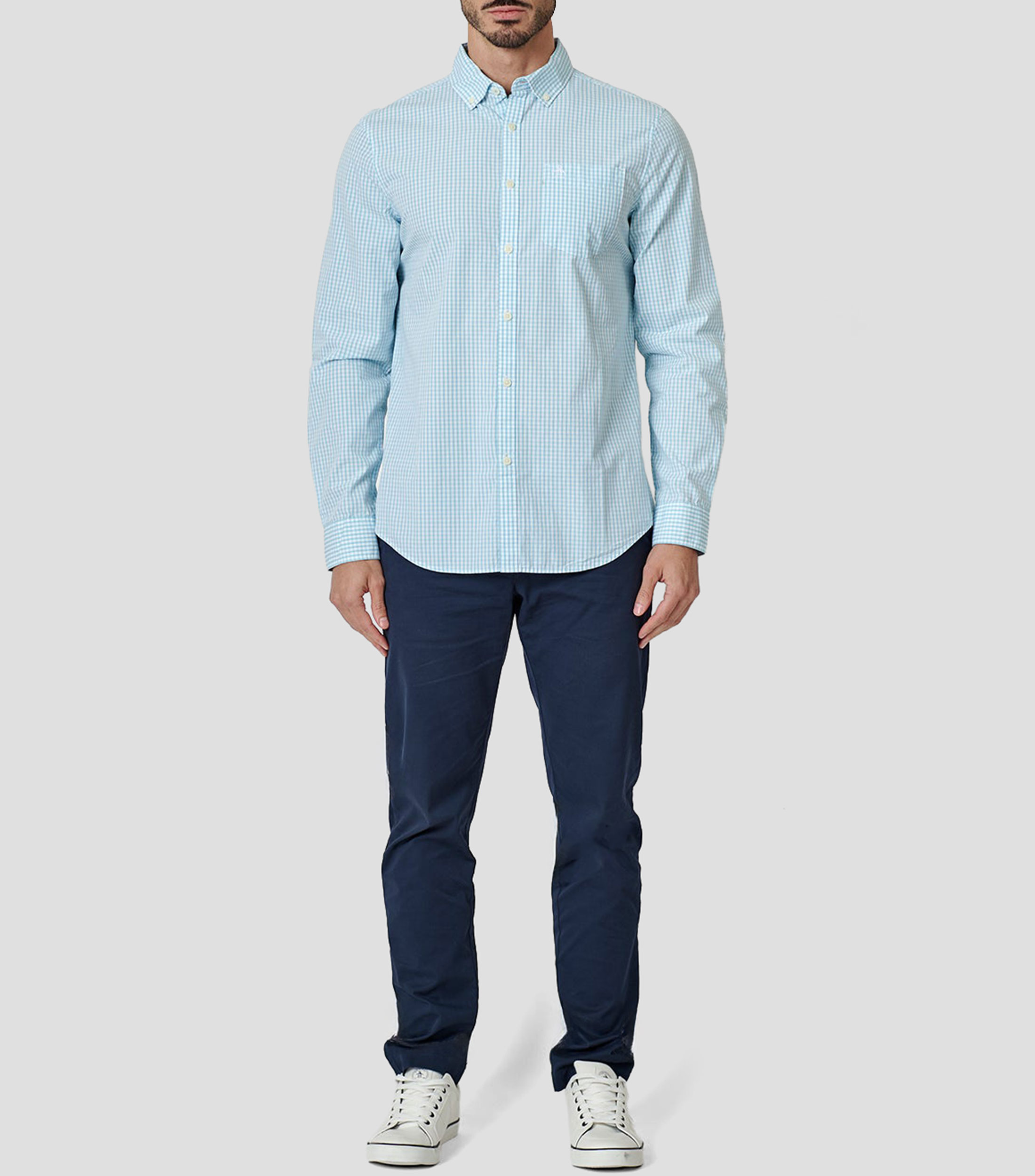 Camisa cuadros manga larga Hombre